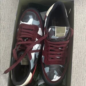 Valentino Garavani Burgundy and Gray Sneakers